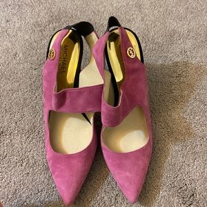Michael Kors pink and black suede pumps